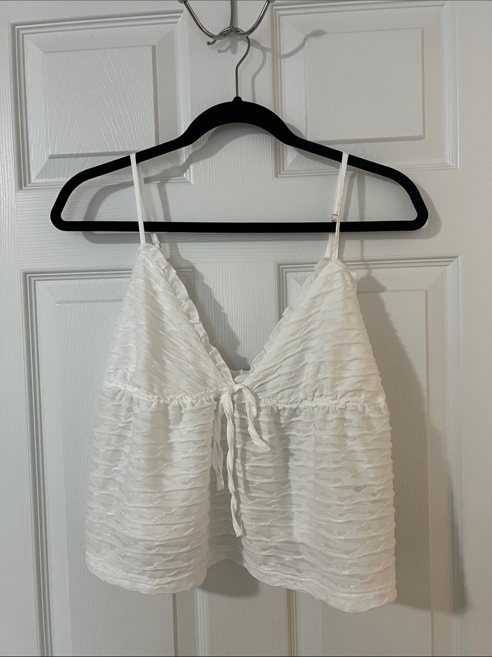 SHEIN White Ruffled Tie-Front Spaghetti Strap Cami